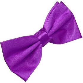 Resim Brianze Koyu Lila Düz Renk Saten Papyon Lila 