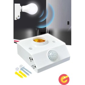 Resim E27 Ampul Uyumlu Hareket Sensörlü Duy, Harekete Duyarlı Harici Montajlı Enerji Tasarruflu 