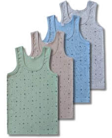 Resim Panfilia %100 Pamuk Erkek Çocuk Fitilli Atlet 4'lü Set / Fanila / İç Çamaşır 