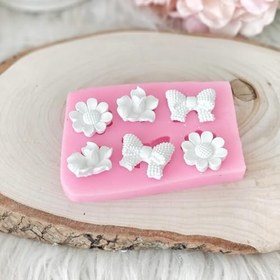 Resim Silikon Kalıp Mini Fiyonk ve Çiçek Figürleri Mum Kalıbı 