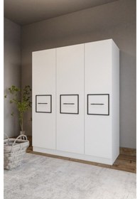 Resim Zarif M Siyah Şeritli Beyaz Yüklük-dolap 