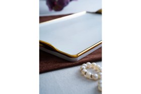 Resim Arven Dikdörtgen Gold Sunum Tepsi - 45 cm 