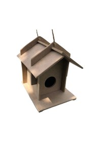 Resim Emach Dizayn Dayanaklı Boyanabilir Dekoratif Ahşap Kuş Evi Yuvası 21 x 16 x 21 CM 