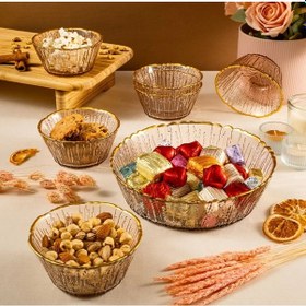 Resim Fecra Fladen 7 Parça Kase Seti Kahve Gold Fileli 