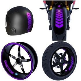 Resim Moto Rider 4'lü Sticker Seti Patlıcan Moru İç Dış Jant Şeridi Kask Ve Çamurluk Çınar Extreme 