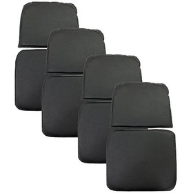 Resim Knsz minder seti 4 lü zng&mğr&uslu syh suni deri tel bar sandalyesi oturma ve sırt minderi set 