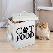 Resim Su geçirmez PVC Kedi Maması Saklama Kutusu Etiketi - Çıkarılabilir, Kendinden Yapışkanlı Duvar Stickerı Ev Dekoru için 
