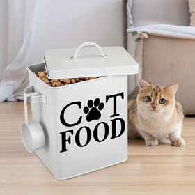 Resim Su geçirmez PVC Kedi Maması Saklama Kutusu Etiketi - Çıkarılabilir, Kendinden Yapışkanlı Duvar Stickerı Ev Dekoru için 