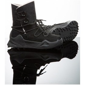 Resim Kadın Günlük Nubuk Deri Kar Bot Bootie Postal İçi Kürklü Düğmeli Ve Bağcıklı Kaymaz Taban 501 Siyah 