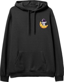 Resim Astro-8 Baskılı Siyah Hoodie 