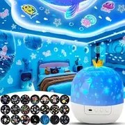 Resim Yatak Odası için 21 Film Seti + Yıldızlı Gece Işığı, Oda ve Tavan için Galaksi Projektörü, Dönebilen 360° Gece Işığı Galaksi Projektörü, Doğum Günleri, Noel, Partiler, Ofis Dekorasyonu için Ayarlanabilir Parlaklık 