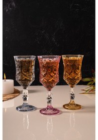 Resim Mest Serin 6 Adet Ayaklı Cam Kahve Yanı Su Bardağı Seti 3 Renk 210 Cc 3 Renk 