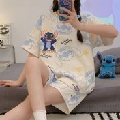 Resim Disney Pijama Takımı, Yaz Kısa Kollu Şortlar Karikatür Dikiş Takımı Rahat Giyim, Polyester Pijama Takımı Pantolonlu, Rahat Günlük Stil, Moda Karikatür Dikiş Deseni, Günlük Hediyeler İçin Uygun, Bahar ve Yaz Rahat Giyim 