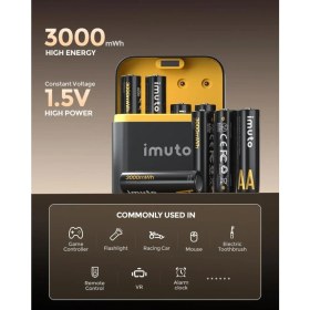Resim Imuto 3000MWH Aa & 1300MWH Aaa Lityum Şarjlı Pil Seti (4+4) Yuvalı Şarj Ünitesi 