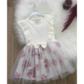 Resim Retro Women Kız Çocuk Pamuklu Çiçekli Tütülü Doğum Günü Özel Gün Abiye Günlük Prenses Elbise 