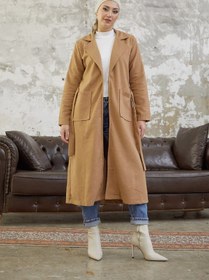 Resim Esre Store Kemerli Tesettür Kaban Camel 