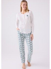 Resim Pierre Cardin 8907 Uzun Kol Kadın Pijama Takımı Krem 