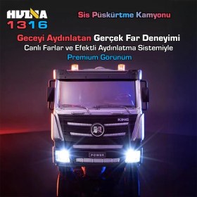 Resim Huına 1316 1/18 Rc Sis Püskürtme Kamyonu İş Makinesi Uzaktan Kumandalı Rc Model - 2.4ghz Gerçekçi Similasyon Ses Ve Işık Sistemi 