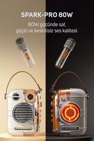 Resim Divoom Spark Pro Çift Karaoke Mikrofonlu 80 W Bluetooth Hoparlör 
