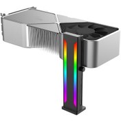 Resim Geeroyoo Alüminyum Manyetik Gpu Desteği, 5v 3pin Argb Anakart Senkronizasyonu, Kaydırmalı Ayar, Masaüstü Ekran Kartı Direnci Gl-01 Argb Siyah 