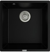Resim Polex Cristalüx Granit Evye P-X40 Siyah Tezgah Altı Ve Tezgah Üstü Kare Mutfak Evyesi 53.8x44 CM 