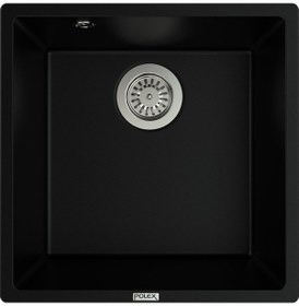 Resim Polex Cristalüx Granit Evye P-X40 Siyah Tezgah Altı Ve Tezgah Üstü Kare Mutfak Evyesi 53.8x44 CM 