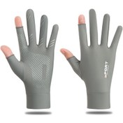 Resim Yifomall Gri M Beden İki Parmak Açık Güneş Koruma Eldiveni - Yazlık Buz İpi İnce Tip Slip Engelleme - Outdoor Balıkçılık Bisiklet Sürüşü 