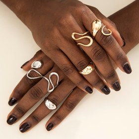 Resim 3 adet Moda ve Benzersiz Metal Düzensiz Halka Seti, Açık Geometrik Halkalar, Partiler için Uygun, Kadınlar için İdeal Tatil Hediyeleri, Tüm Mevsimler için Uygun, Kadınlar için Çok Yönlü Takı 