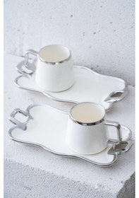 Resim Acar Wisper Silver 2 Kişilik Kahve Fincan Takımı Kaı-07645 Gümüş-gri 