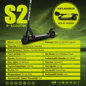 Resim Voit Dynamic S2 Alüminyum Gövde Elektrikli Scooter 350 W 25-30km Menzil 15 Derece Eğim Katlanabilir ve Ayarlanabilir Süspansiyonlu Scooter 