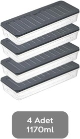 Resim Orret Home 4 Adet Buzdolabı Organizeri, Buzdolabı İçin Çok Amaçlı Saklama Kabı, Fresh Box, Şeffaf ve Ayarlanabilir, Gıdaları Taze Tutma Özelliği, Mutfak Düzenleyici (1170 Ml) 