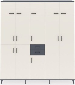 Resim Arges Dolap 10 Raflı 2 Çekmeceli 3 Askılı 220x30x243 Antrasit-aytaşı/antrasit Aytası/antrasıt 