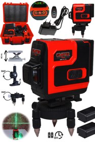 Resim CRAFTERTOOLS Germany 360° 12 Köşe Otomatik Hizalamalı Lazer Metre Hizalama Yeşil Çizgili Lazer Hizalama Kumandalı 