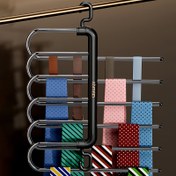 Resim 1 adet çok katmanlı pantolon askısı, paslanmaz çelik raf, gardırop, dolap, yatak odası için yerden tasarruf sağlayan depolama ve düzenleme, pantolon, kot pantolon, atkılar için uygun 