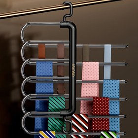 Resim 1 adet çok katmanlı pantolon askısı, paslanmaz çelik raf, gardırop, dolap, yatak odası için yerden tasarruf sağlayan depolama ve düzenleme, pantolon, kot pantolon, atkılar için uygun 
