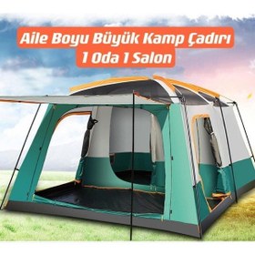 Resim Büyük Uzay Açık Kamp Çadırları 8-10 Kişi Çift Kat 1 Oda 1 Oturma Odası Kamp Çadırı 380 260 200cm Yeşil 
