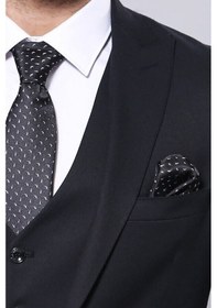 Resim Düz Koyu Lacivert Slim Fit Ceket Yelek Set Wessi 001 
