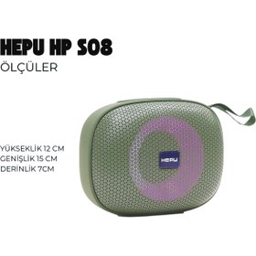 Resim HEPU HP-S08 Taşınabilir Şarjlı Bluetooth Hoparlör Rgb Usb Aux Tf 1500 Mah Joyous Sound TWS 