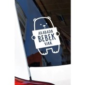 Resim TSC Arabada Bebek Var Etiker Sticker Beyaz Renk Arka Cam 19CM 