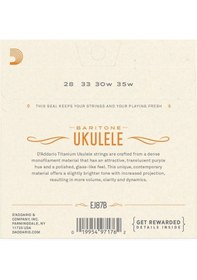 Resim D'addario Ej87B Ukulele Tel Seti. Barıtone. Tıtanıum. Warm Brıght 