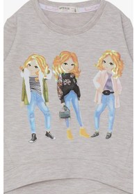 Resim Breeze Kız Çocuk Sweatshirt Pullu Kız Baskılı 3-8 Yaş, Bej Melanj-bej Melanj Bej Melanj 