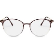 Resim Angel Eyes Yuvarlak Kahve Şeffaf Çerçeveli Bilgisayar Gözlüğü Mavi Işık Koruyucu Şeffaf Lens 