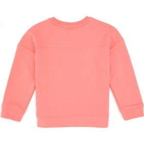 Resim U.S. Polo Assn. Kız Çocuk Neon Pembe Simli Baskı Detaylı Bisiklet Yaka Basic Sweatshirt 50314289-VR105 