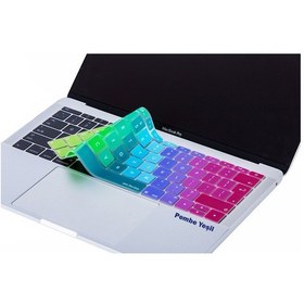Resim Macbook Pro Klavye Koruyucu Uk-eu İngilizce 12inç A1534 - 13inç A1708 İle Uyumlu Dazzle Pembe Yeşil 