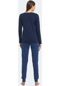 Resim Slazenger PAOLINA IN Kadın Pamuklu Lacivert / Turkuaz Pijama 