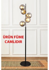 Resim Nida 5 Li Siyah Gold Füme Camlı Lambader Çok Renkli 