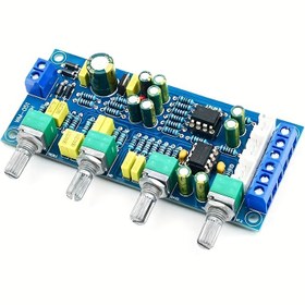 Resim NE5532 HiFi Ses Ön Amplifikatörü Ton Kontrol Kartı, Güç Amplifikatörü Ön Amplifikatör Modülü, Tek Güç Kaynağı Sürümü, Cam Elyaf, Mavi LED Ekran, AC/DC Uyumlu, Montaj Gerektirmez, Ofis Kullanımı, ≤36V Çalışma Gerilimi, 4 Terminal Bağlantı Noktası 
