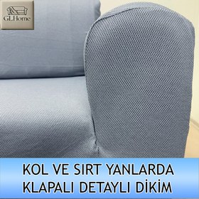 Resim %100 Pamuk Petek Kumaş Koyu Gri 3+2+1+1 Set Komple Giydirme Kanepe&Çekyat, Bohem, vb Model Koltuk Kılıfları 