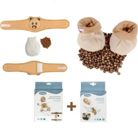 Resim Kiraz Çekirdekli Patik Ve Kiraz Çekirdekli Bebek Bel Bandı Set Kolik Önleyici Ekru 