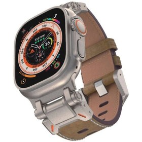 Resim Apple Watch 42mm Uyumlu Zore KRD-114 Metal Başlıklı Suni Deri Kordon Taba 
